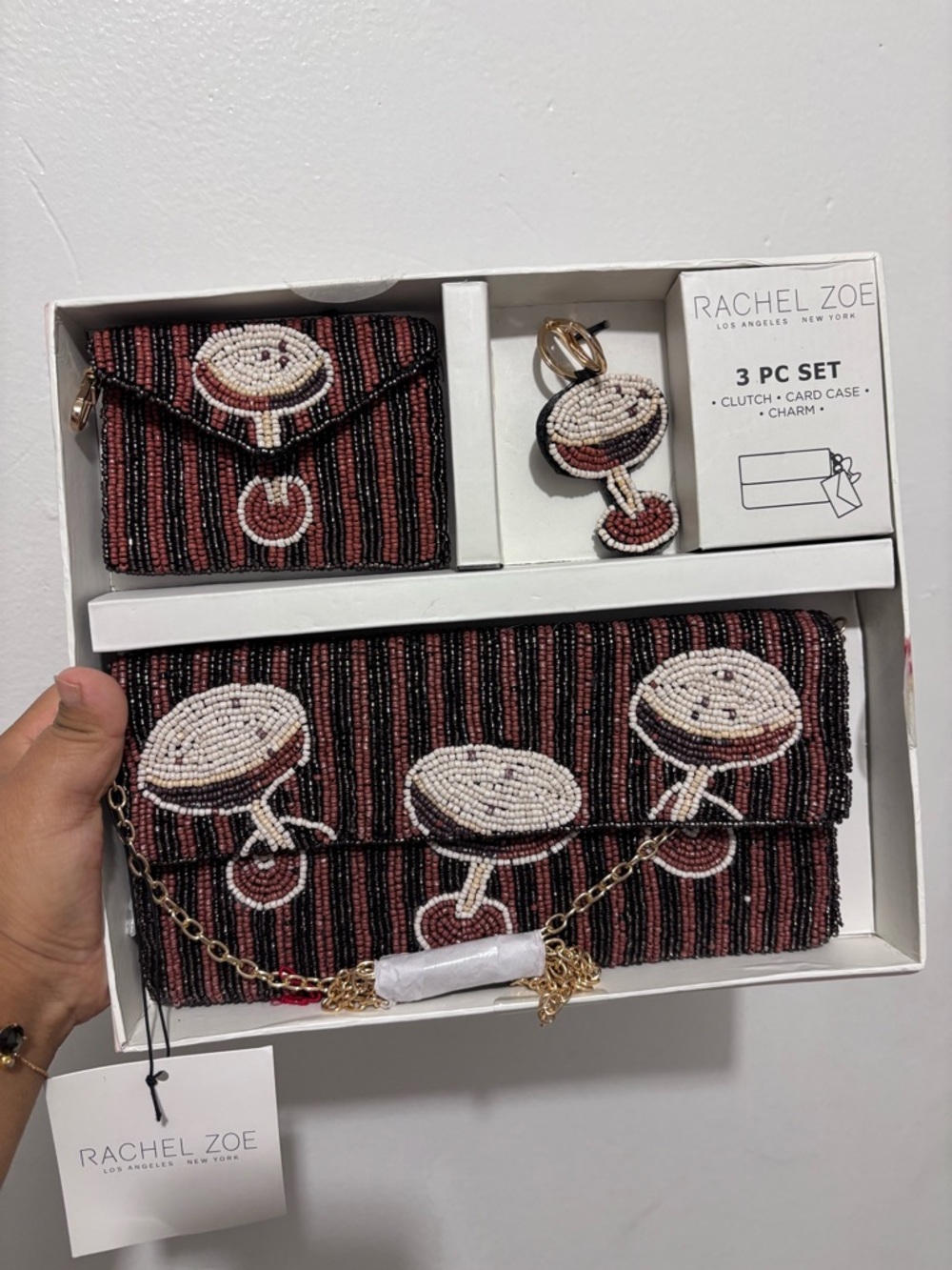 Rachel Zoe Beaded Espresso Martini Clutch Set